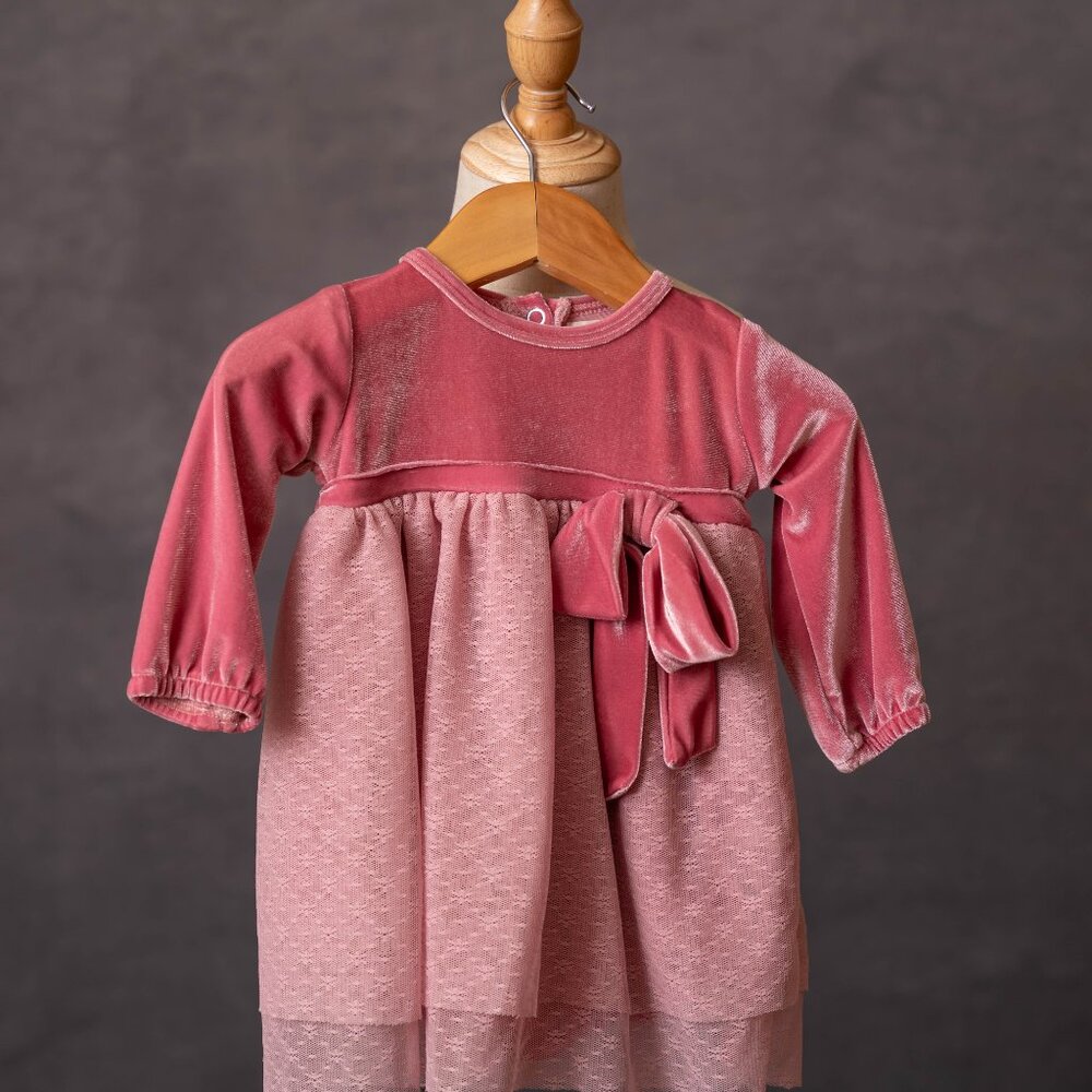 Lil' Lemonade Pink Velvet and lace dress